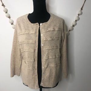 Fenn Wright Mansen Cardigan Tan Women's XL Button up Cardigan Angora Wool